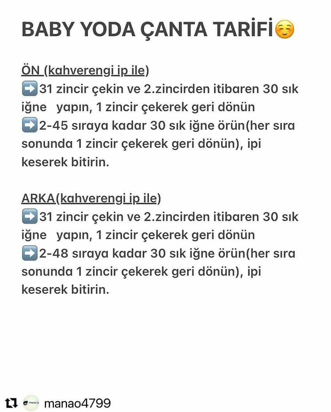 Baby Yoda Çanta: Ücretsiz ve Kolay Örgü Modeli
