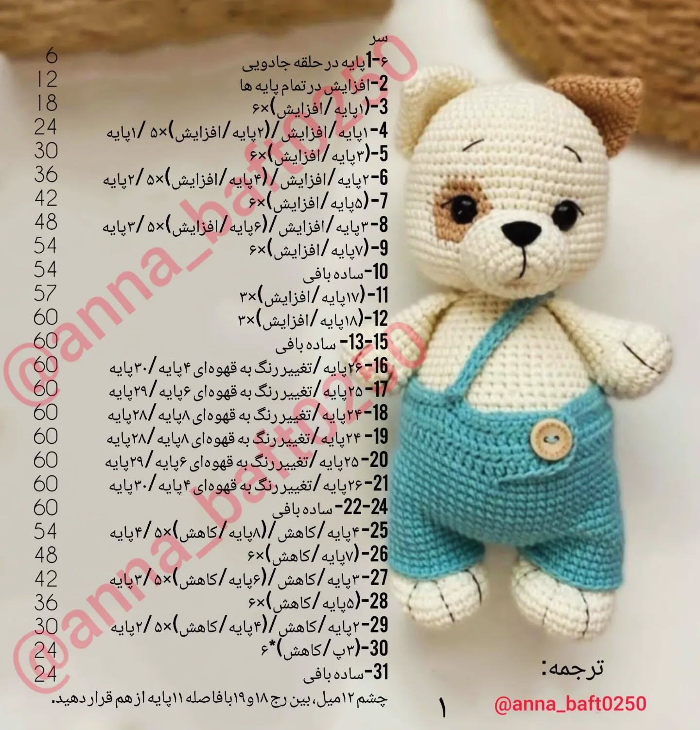 بافتن عروسک سگ کوچک با شلوار آبی
