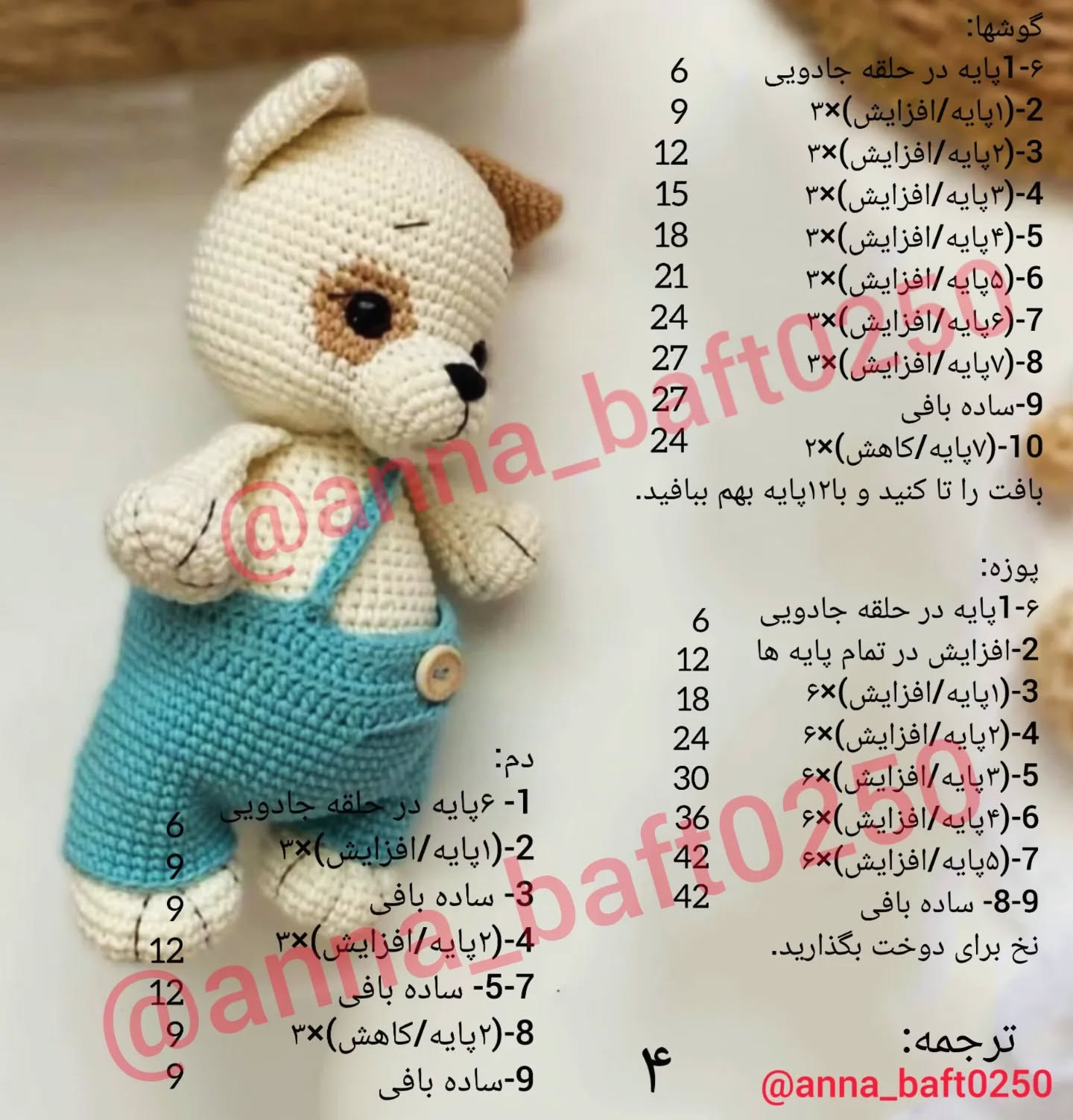 بافتن عروسک سگ کوچک با شلوار آبی