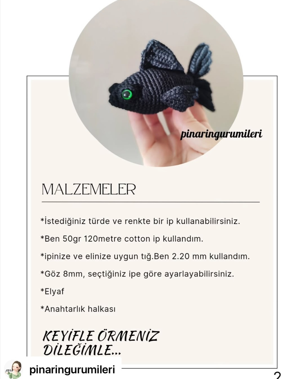 Balık Anahtarlık Tarifi: Ücretsiz Amigurumi Deseni
