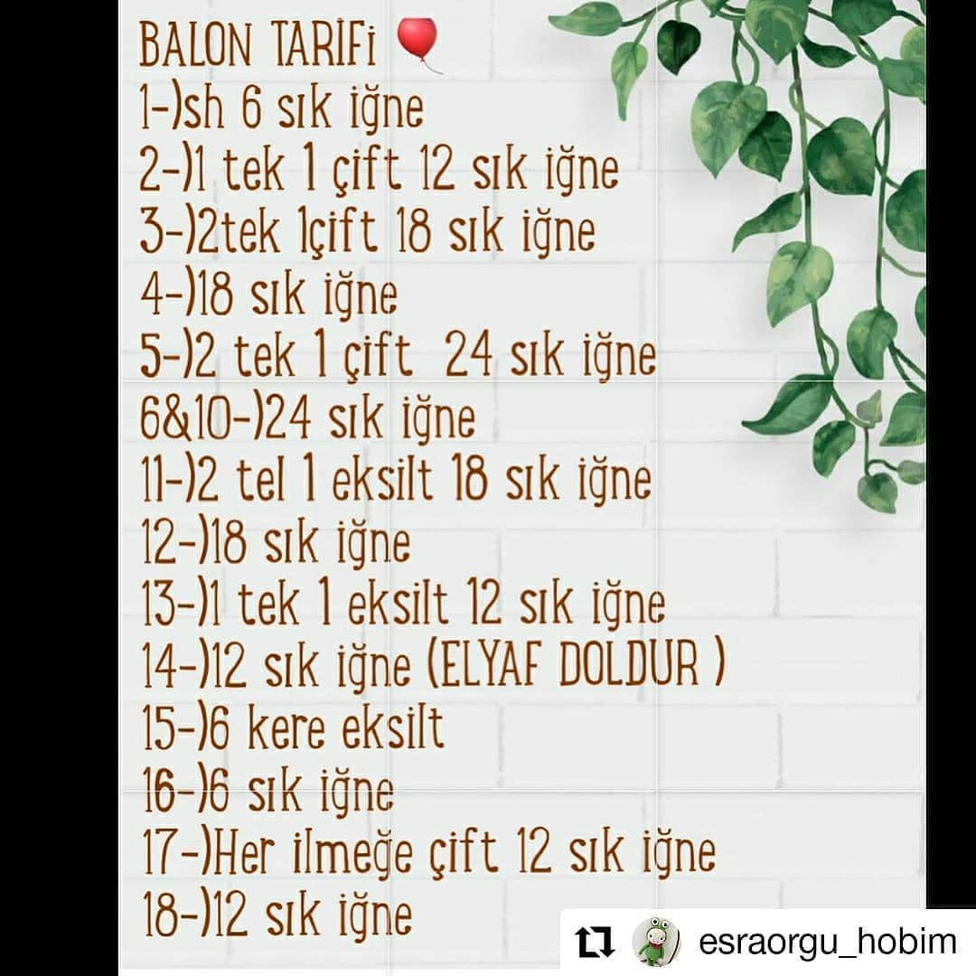 Balon Şeklinde Tığ İşi Örgü Tarifi