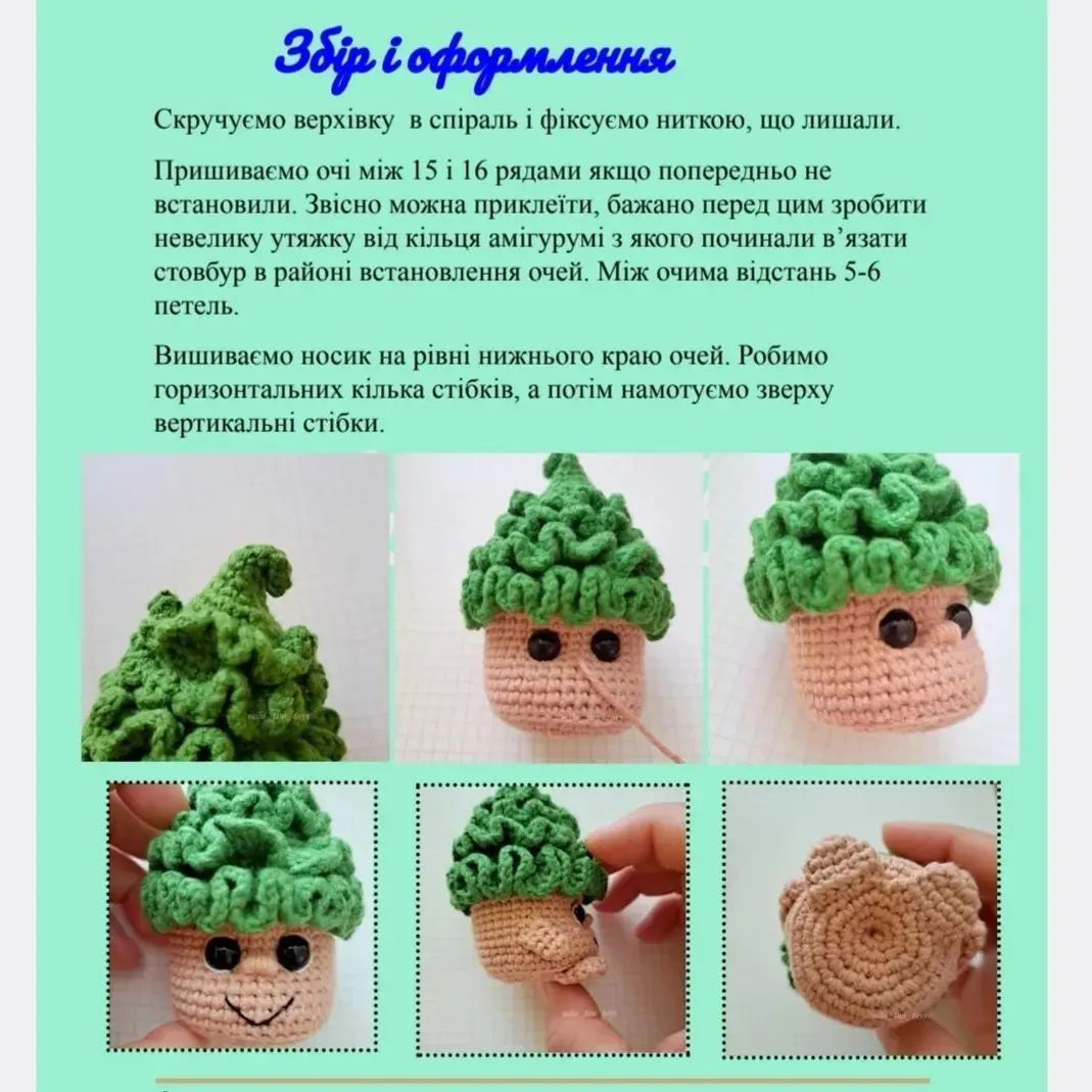 Бесплатное руководство по вязанию амигуруми "Елочка с лицом"