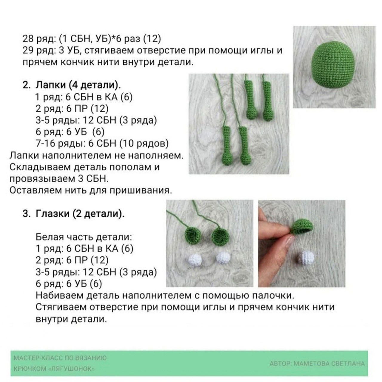 Бесплатный мастер-класс по вязанию лягушонка амигуруми.