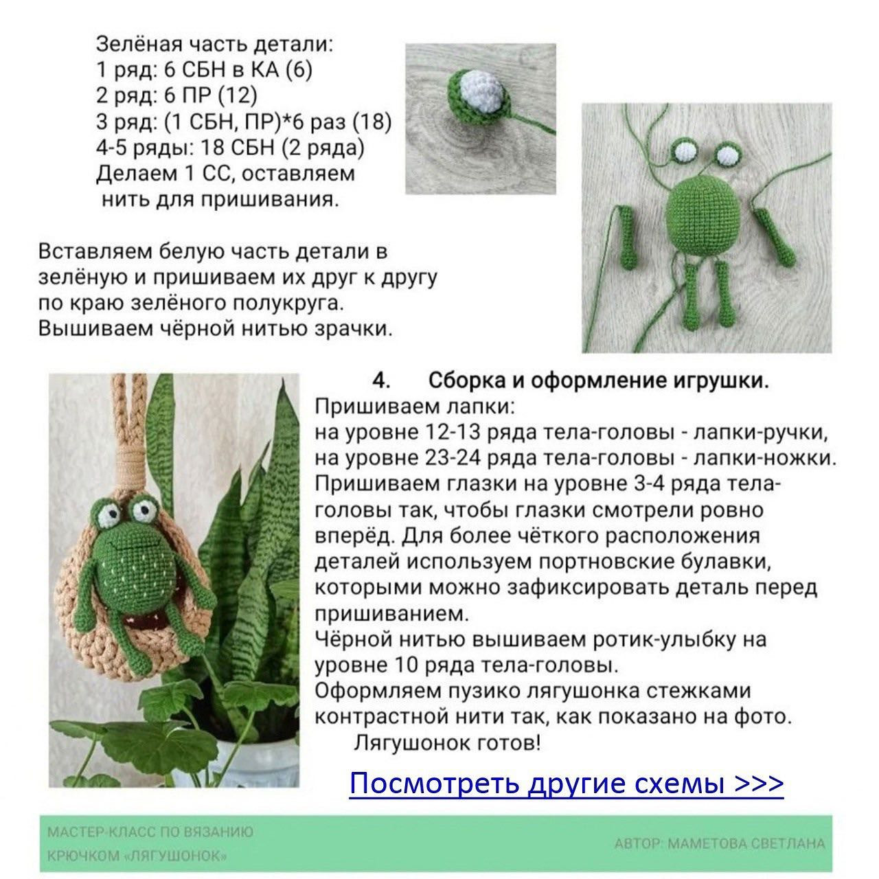 Бесплатный мастер-класс по вязанию лягушонка амигуруми.