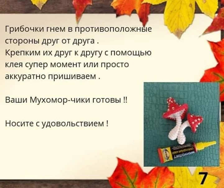 Бесплатный узор для броши в виде мухоморов