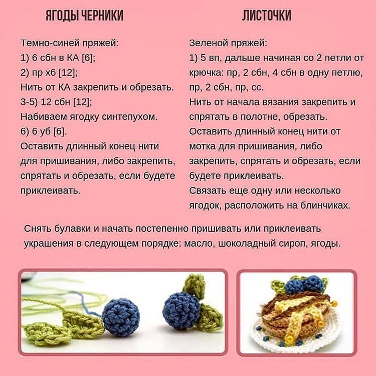 Бесплатный узор для вязания блинов с черникой