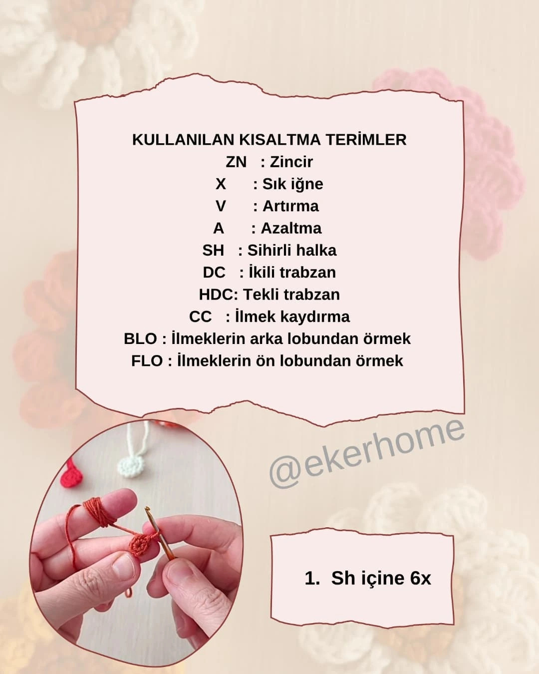 Boyutlu Çiçek Motifi: Ücretsiz Örgü Şeması