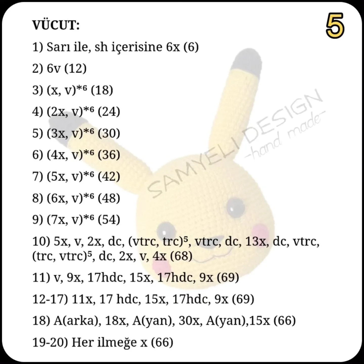 Büyük Boy Pikachu Amigurumi Yapım Rehberi