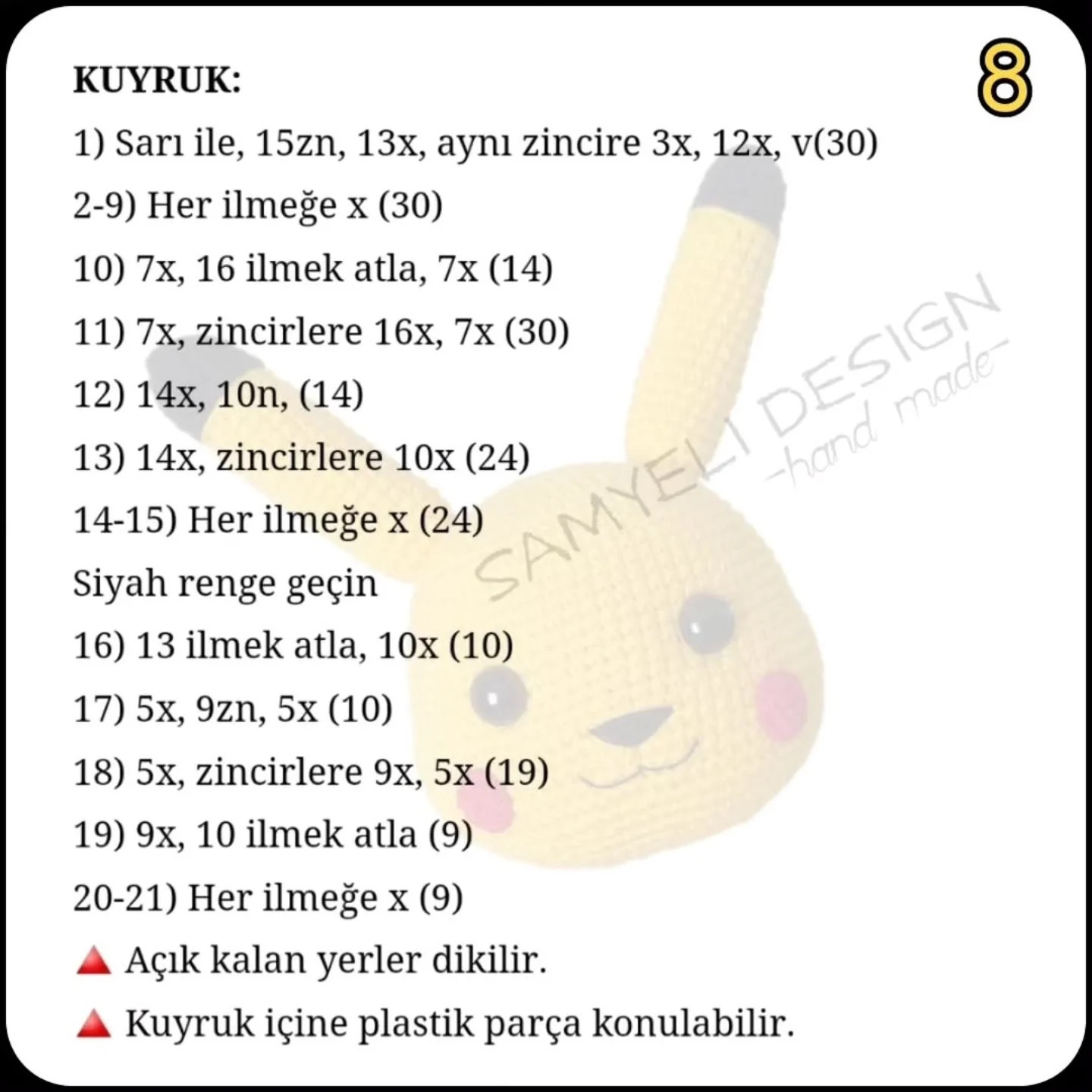 Büyük Boy Pikachu Amigurumi Yapım Rehberi