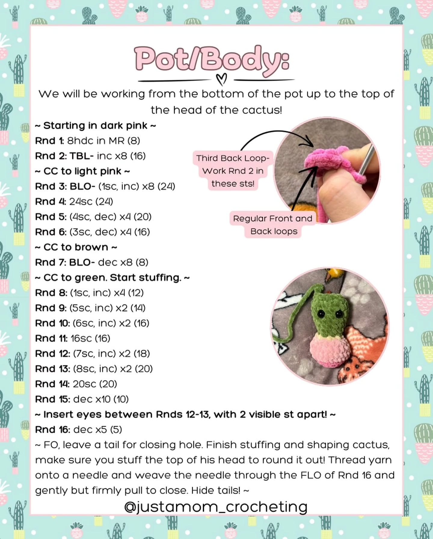 Cactus Crochet Pattern Inspired by Tattoo Art