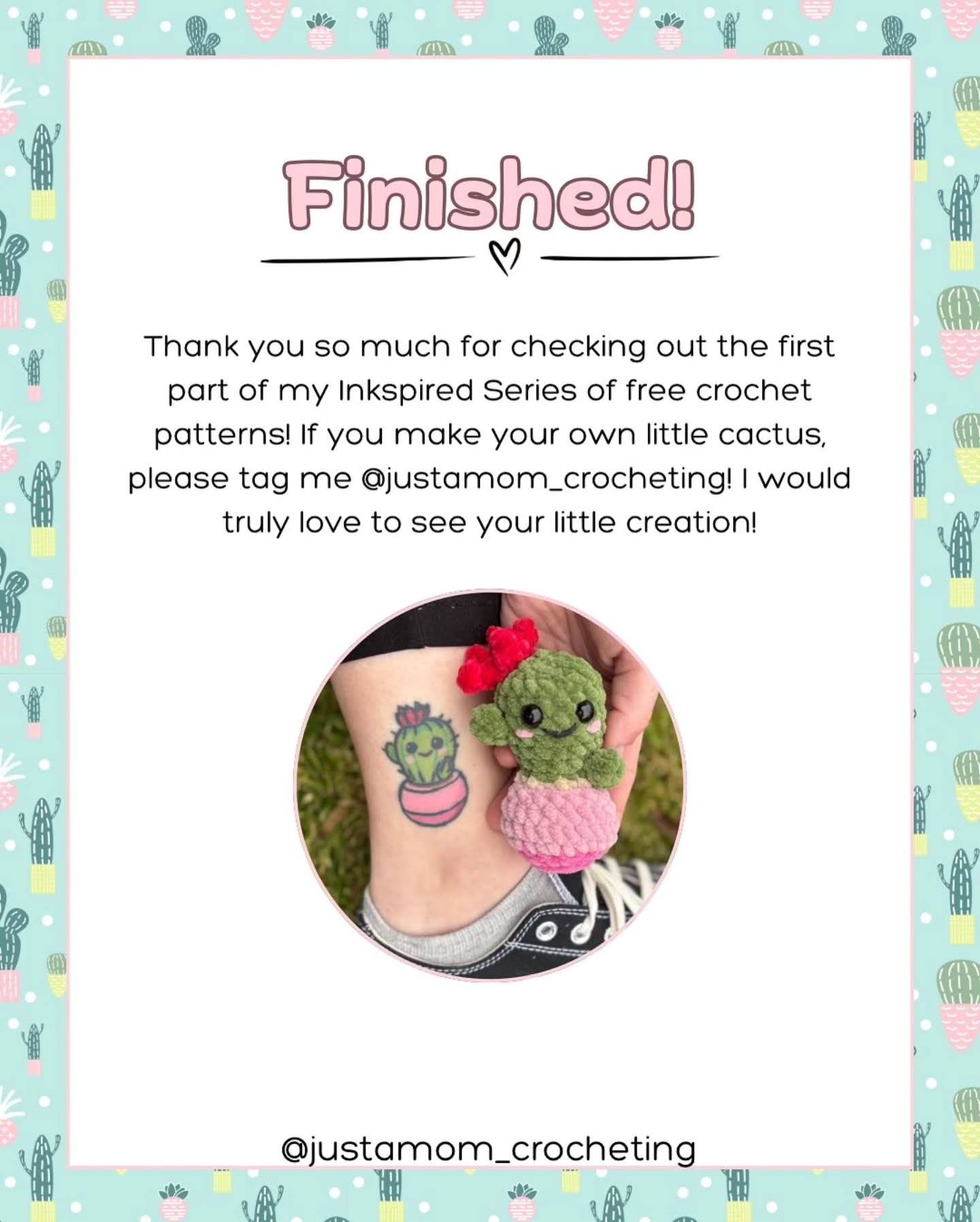 Cactus Crochet Pattern Inspired by Tattoo Art
