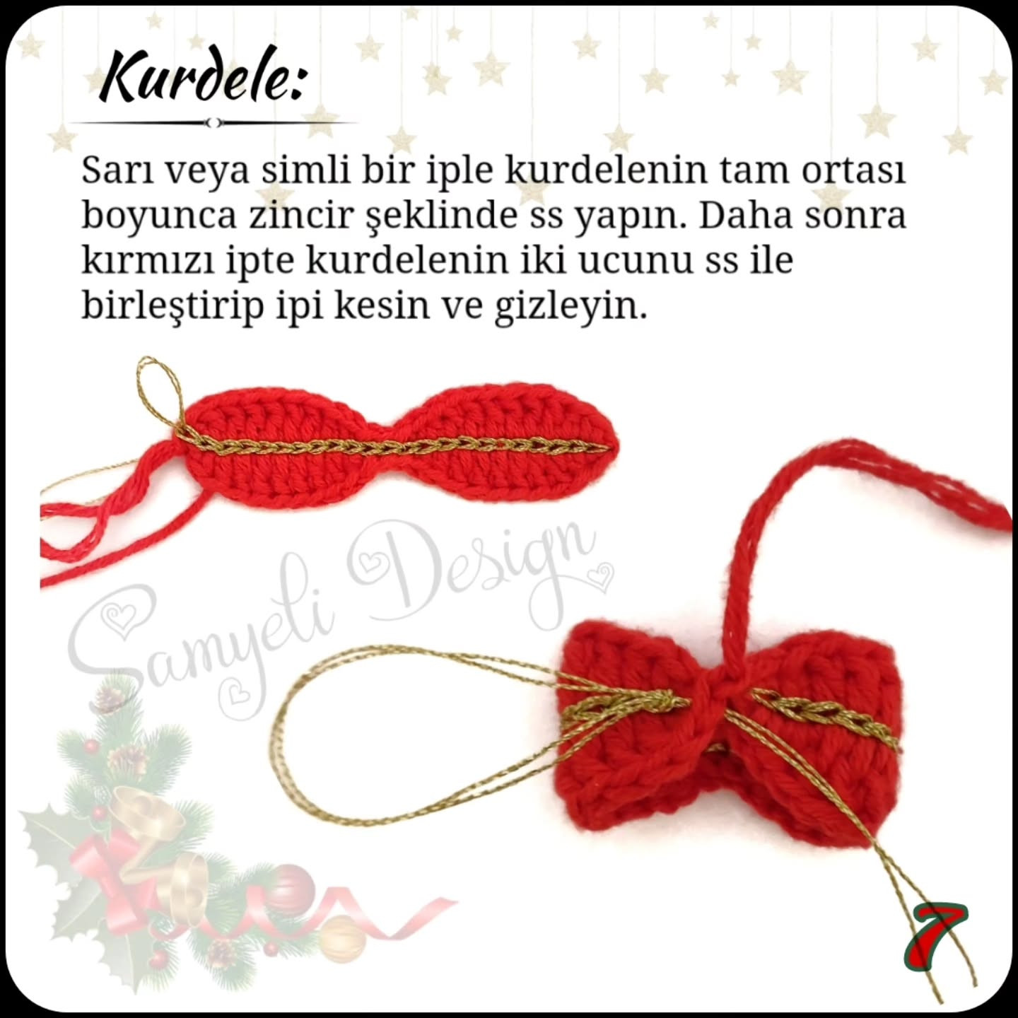 Çelenk Şeklinde El Yapımı Tığ İşi Anahtarlık Modeli