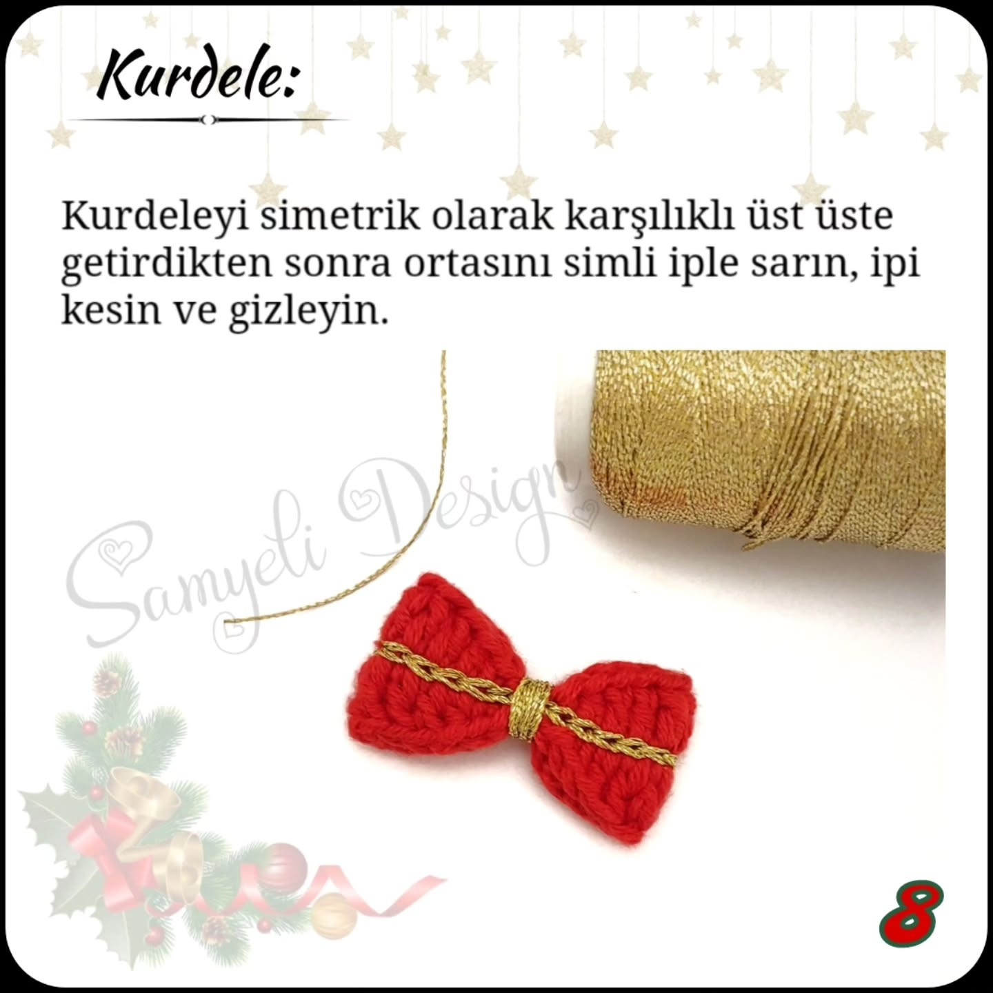 Çelenk Şeklinde El Yapımı Tığ İşi Anahtarlık Modeli