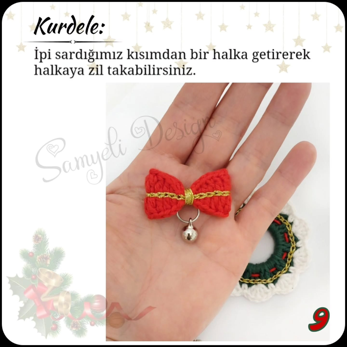 Çelenk Şeklinde El Yapımı Tığ İşi Anahtarlık Modeli