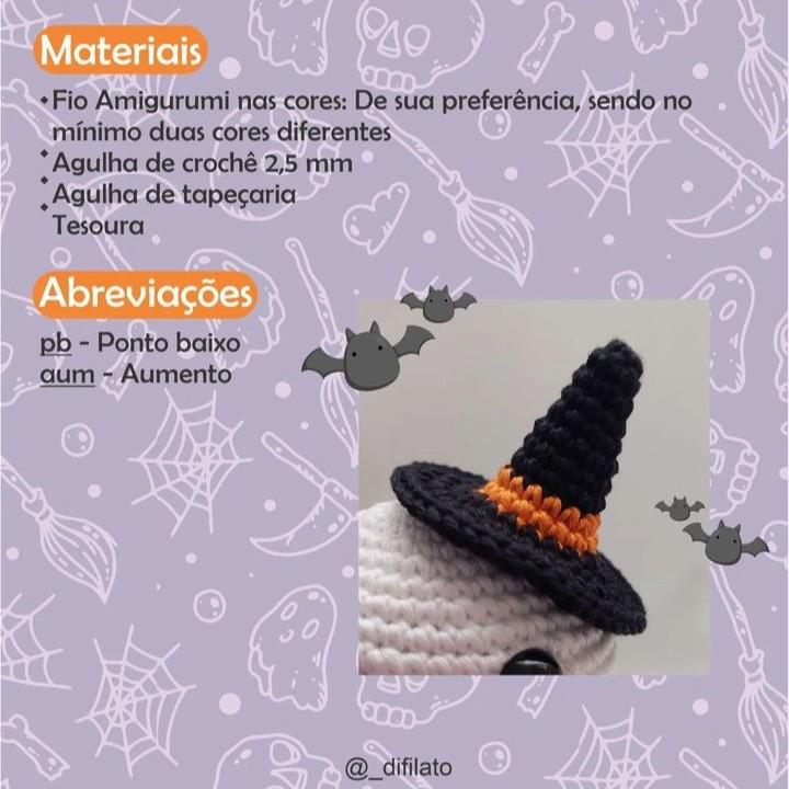 Chapéu de bruxa de crochê: padrão gratuito para o Halloween
