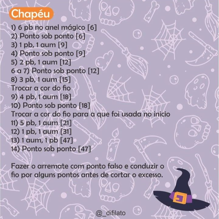 Chapéu de bruxa de crochê: padrão gratuito para o Halloween