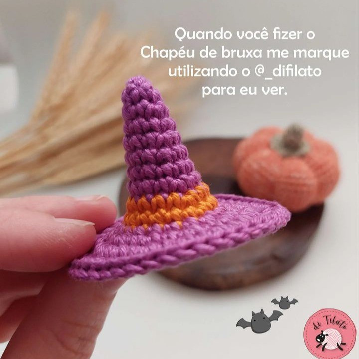 Chapéu de bruxa de crochê: padrão gratuito para o Halloween