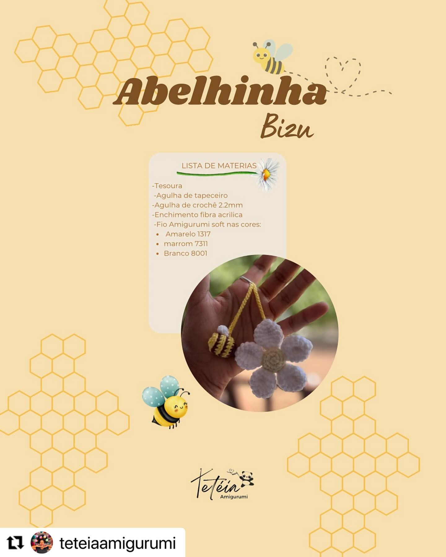 Chaveirinho de Margarida e Abelha: Receita Grátis para Amigurumi