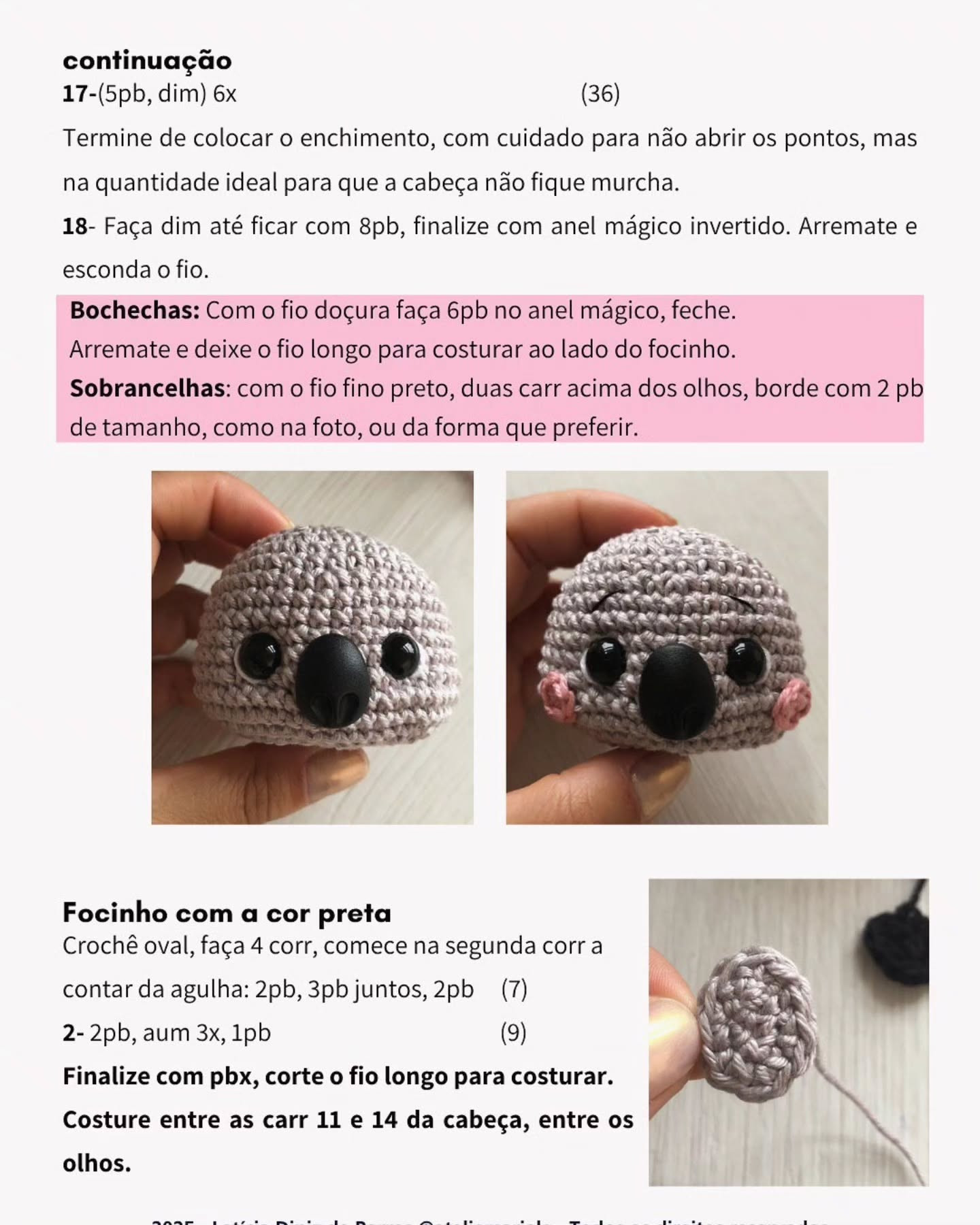 Chaveiro de Crochê: Kaio, o Coala - Receita Grátis