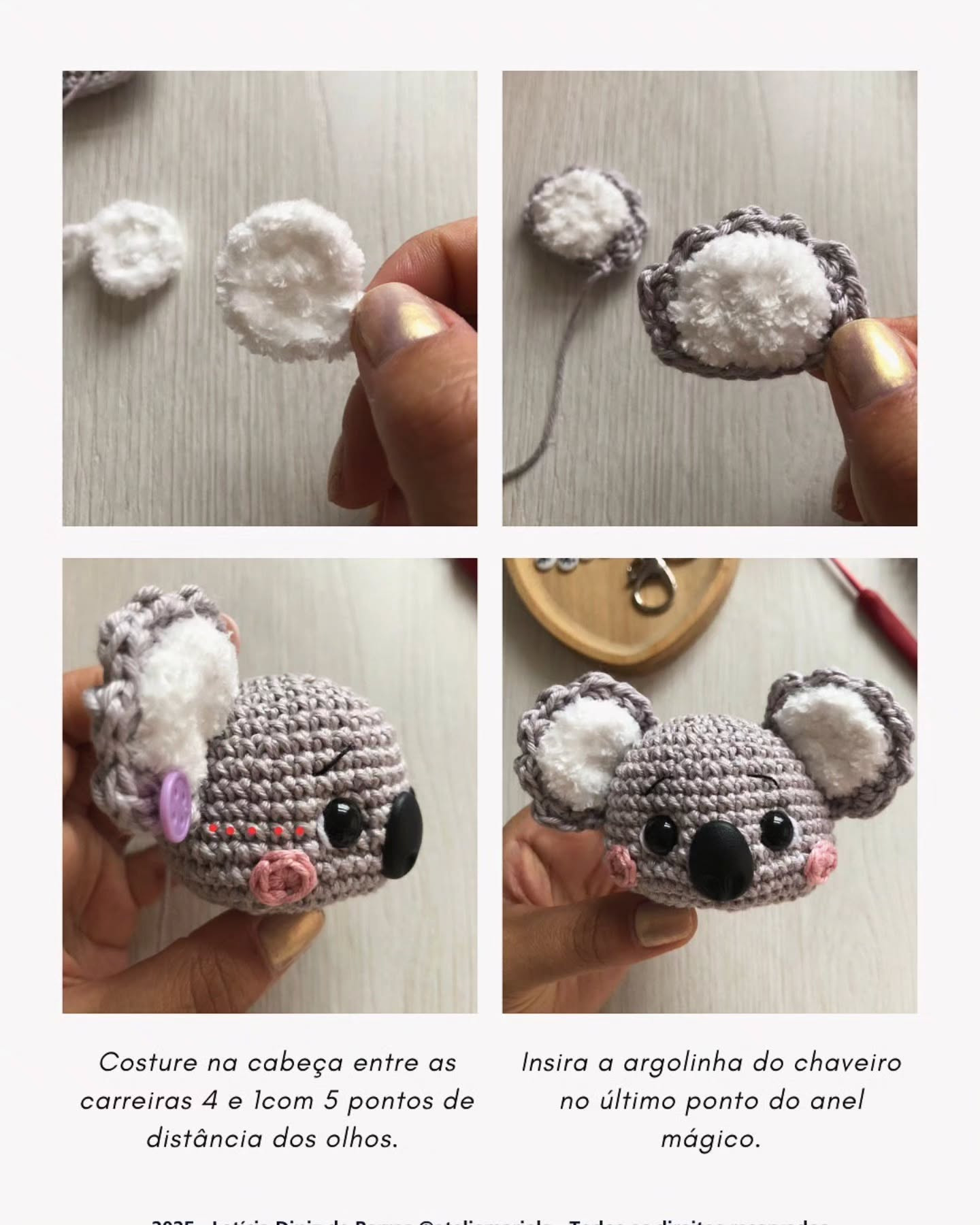 Chaveiro de Crochê: Kaio, o Coala - Receita Grátis