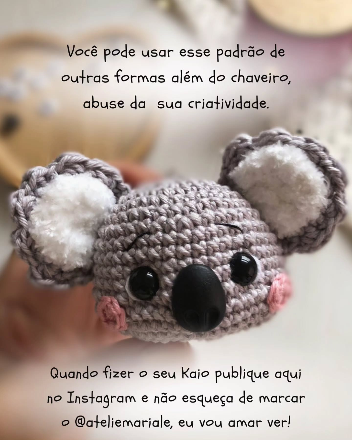 Chaveiro de Crochê: Kaio, o Coala - Receita Grátis