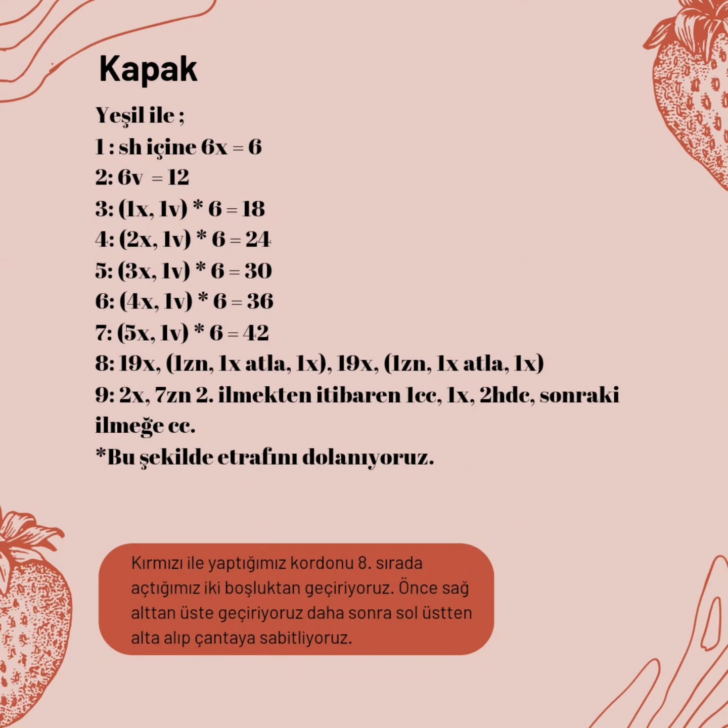 Çilek Şeklinde Mini Çantacık: Ücretsiz Örgü Tarifi