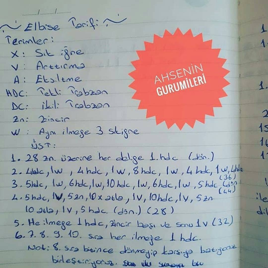 Çocuklar için Renkli ve Şık Tığ İşi Elbise Deseni