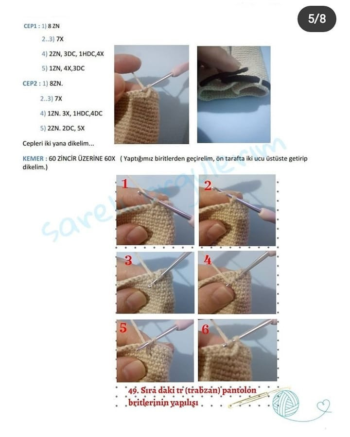 Çocuklar için Şapka, Kazak, Pantolon ve Ayakkabı Örgü Tarifi