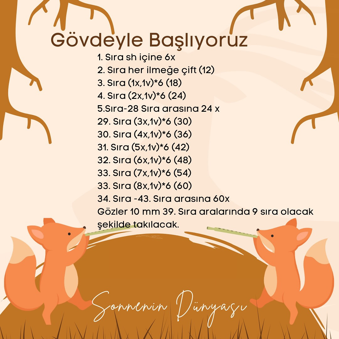 Çocuklar için sevimli tilki diş kaşıyıcı tığ işi modeli