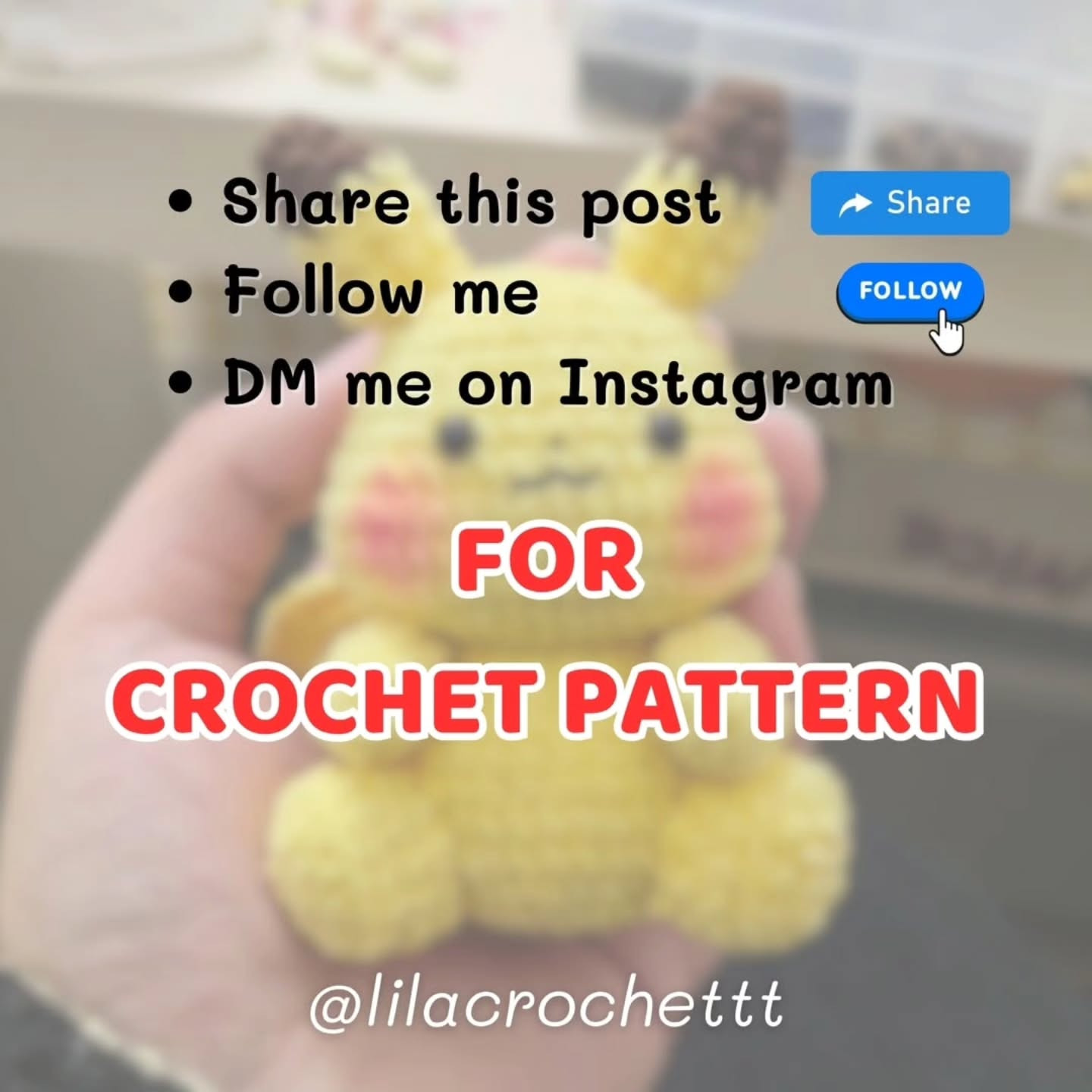 Crochet Pattern for a Cute Mini Pikachu Keychain