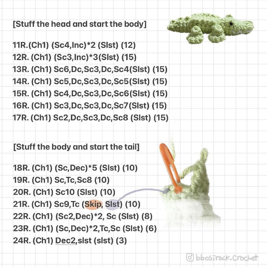 Crochet Pattern for a Cute Pink Alligator