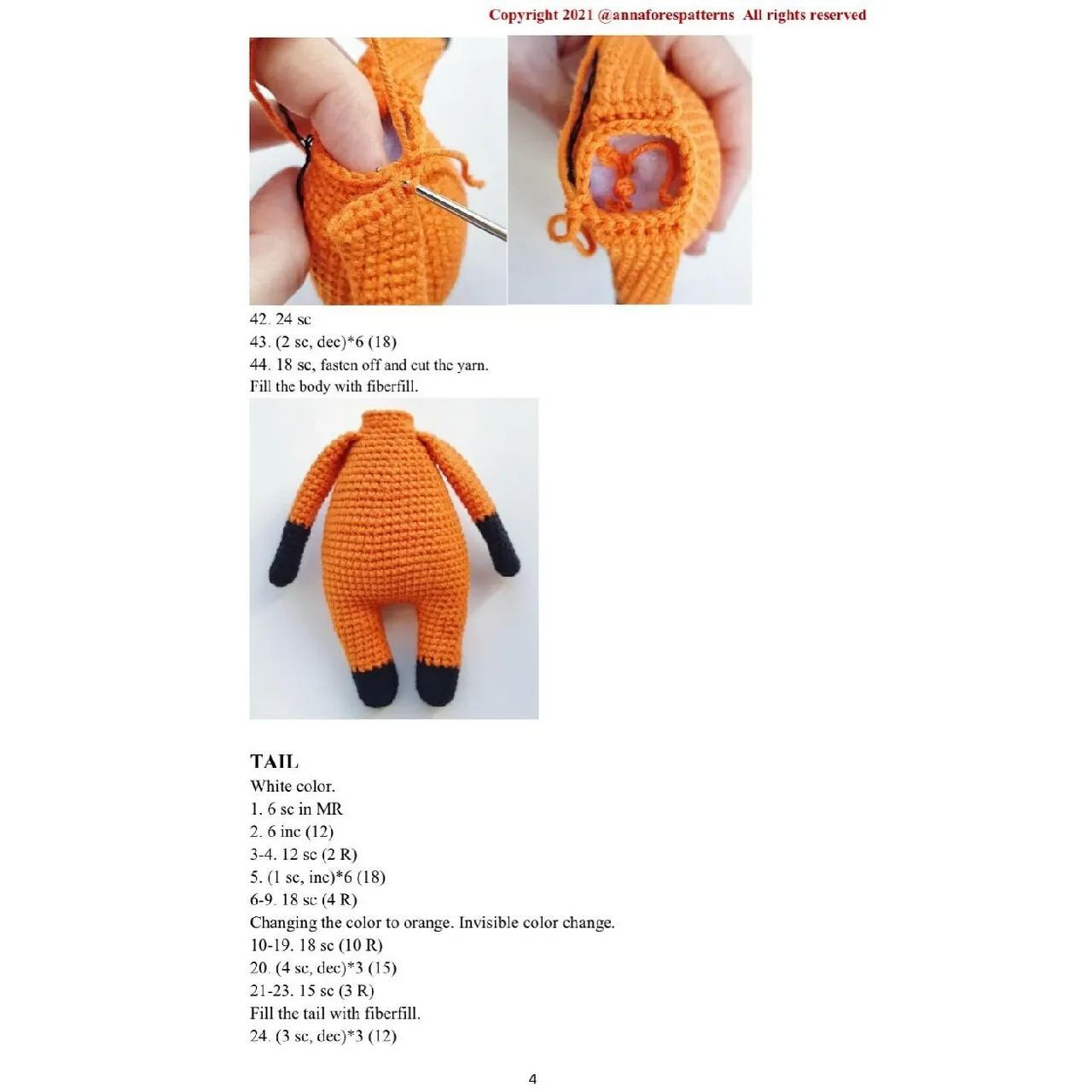 Crochet Pattern for Adorable Amigurumi Fox Toy