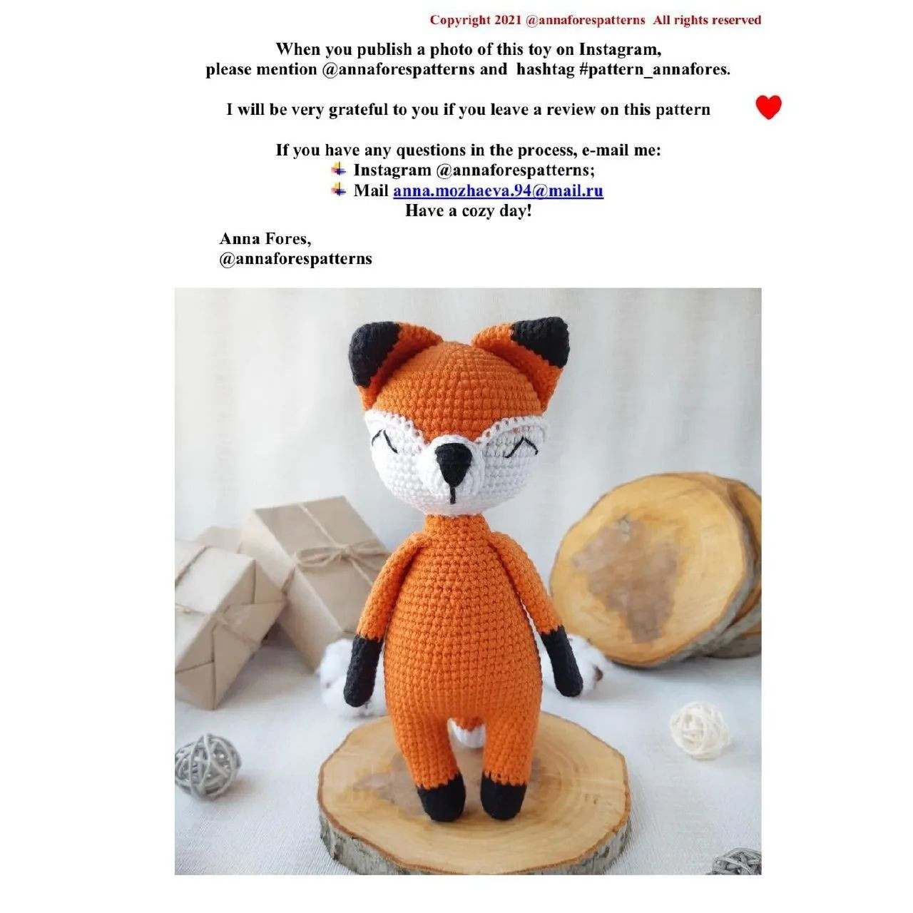 Crochet Pattern for Adorable Amigurumi Fox Toy