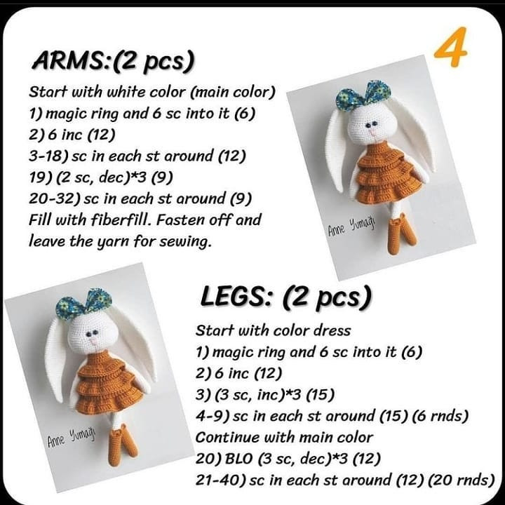 Crochet Pattern for Adorable Bunny in Blue Dress