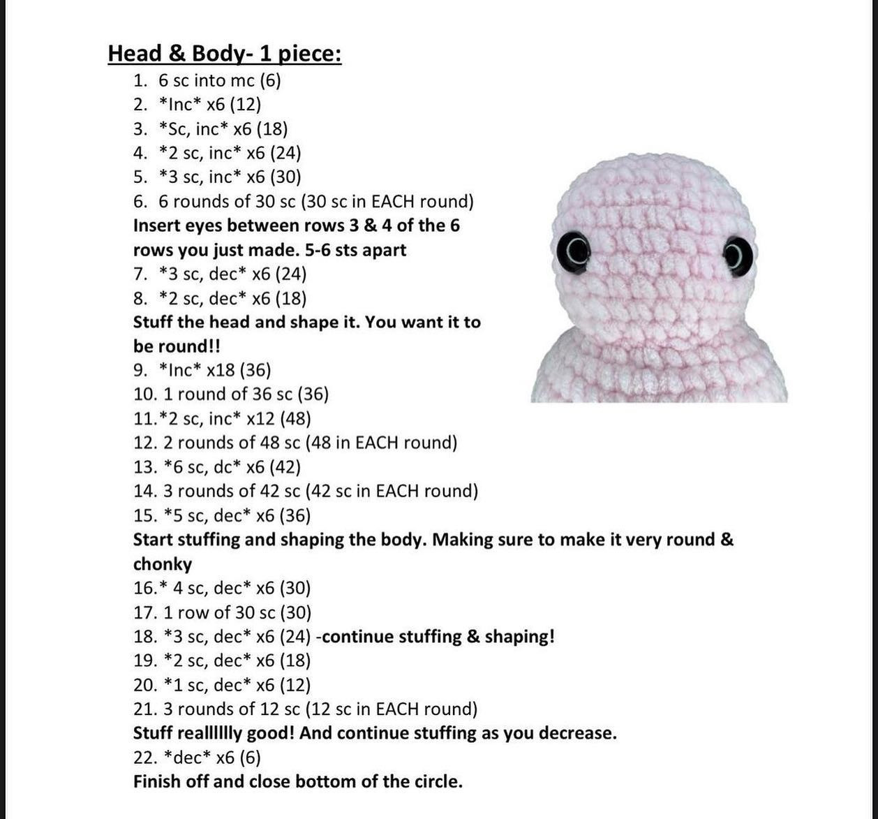 Crochet Pattern for Adorable Pink Axolotl Plushie