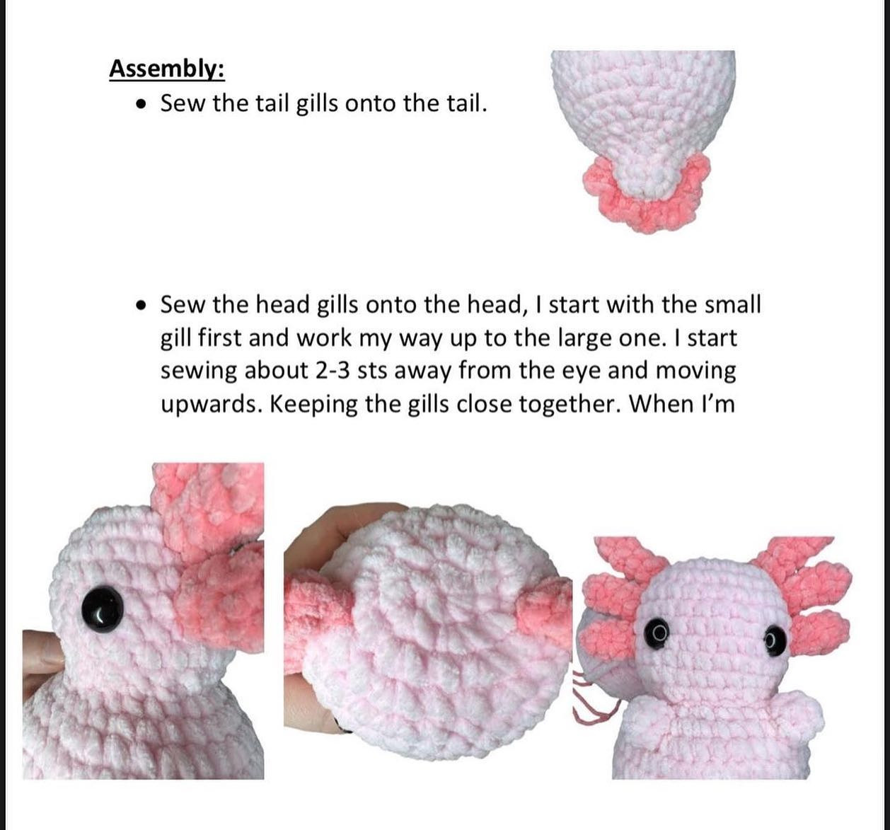Crochet Pattern for Adorable Pink Axolotl Plushie