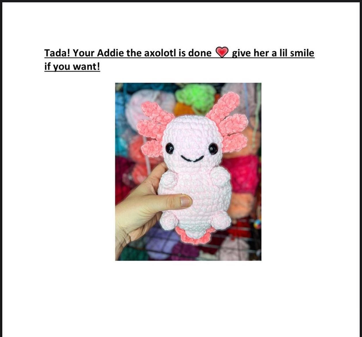 Crochet Pattern for Adorable Pink Axolotl Plushie