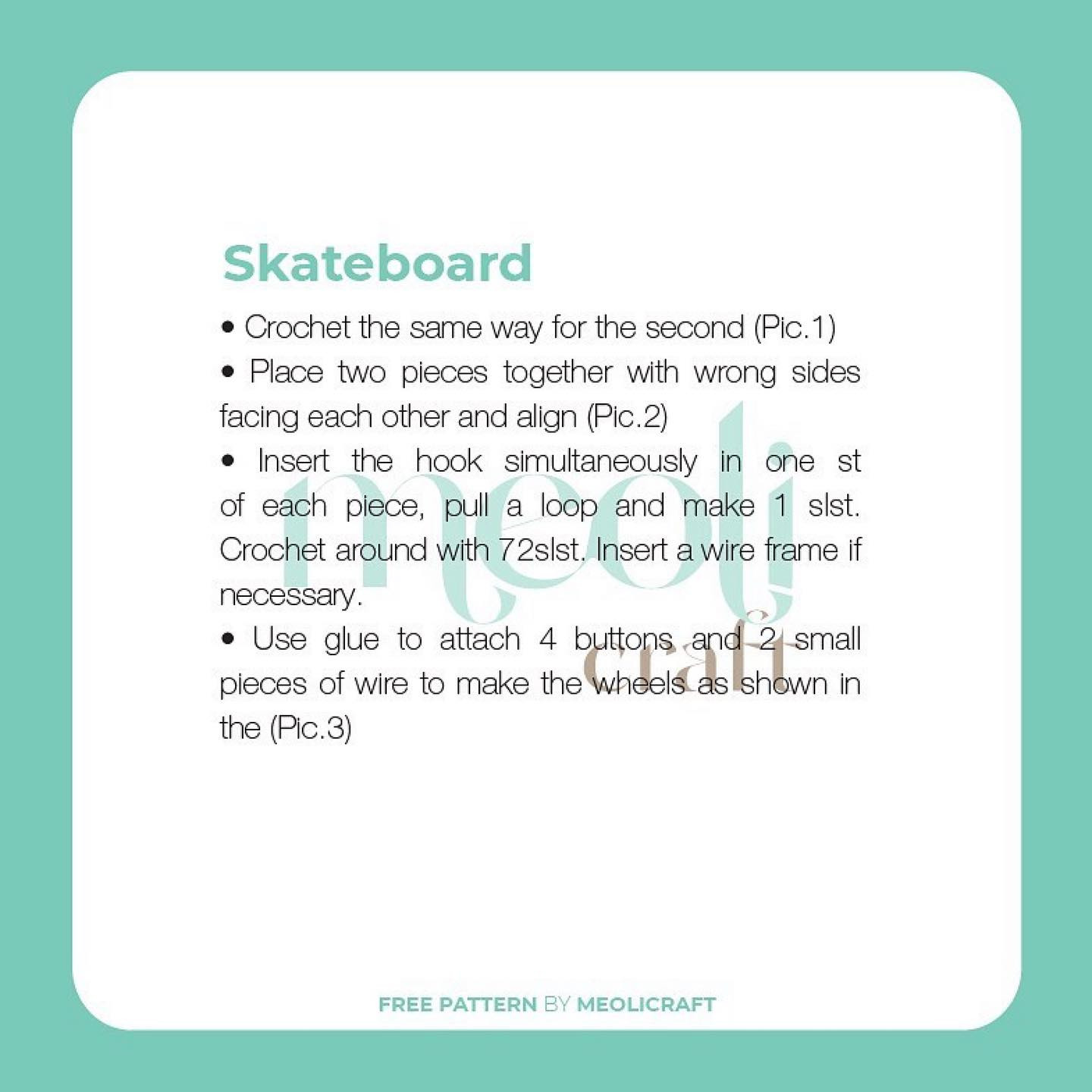 Crochet Pattern for Cute Bee on a Skateboard