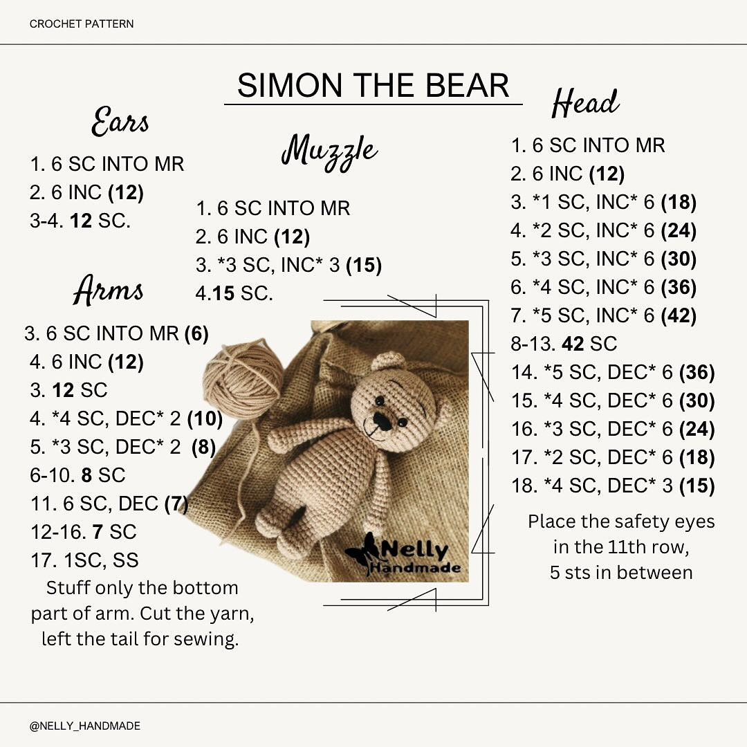 Crochet Pattern for Simon the Bear: A Cute and Cuddly Project