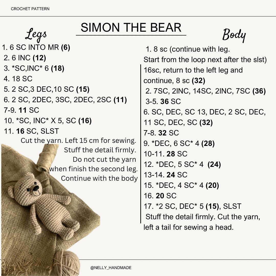 Crochet Pattern for Simon the Bear: A Cute and Cuddly Project