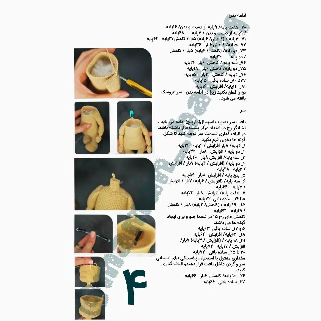 دستور بافت عروسک با موی صورتی و لباس بافتنی