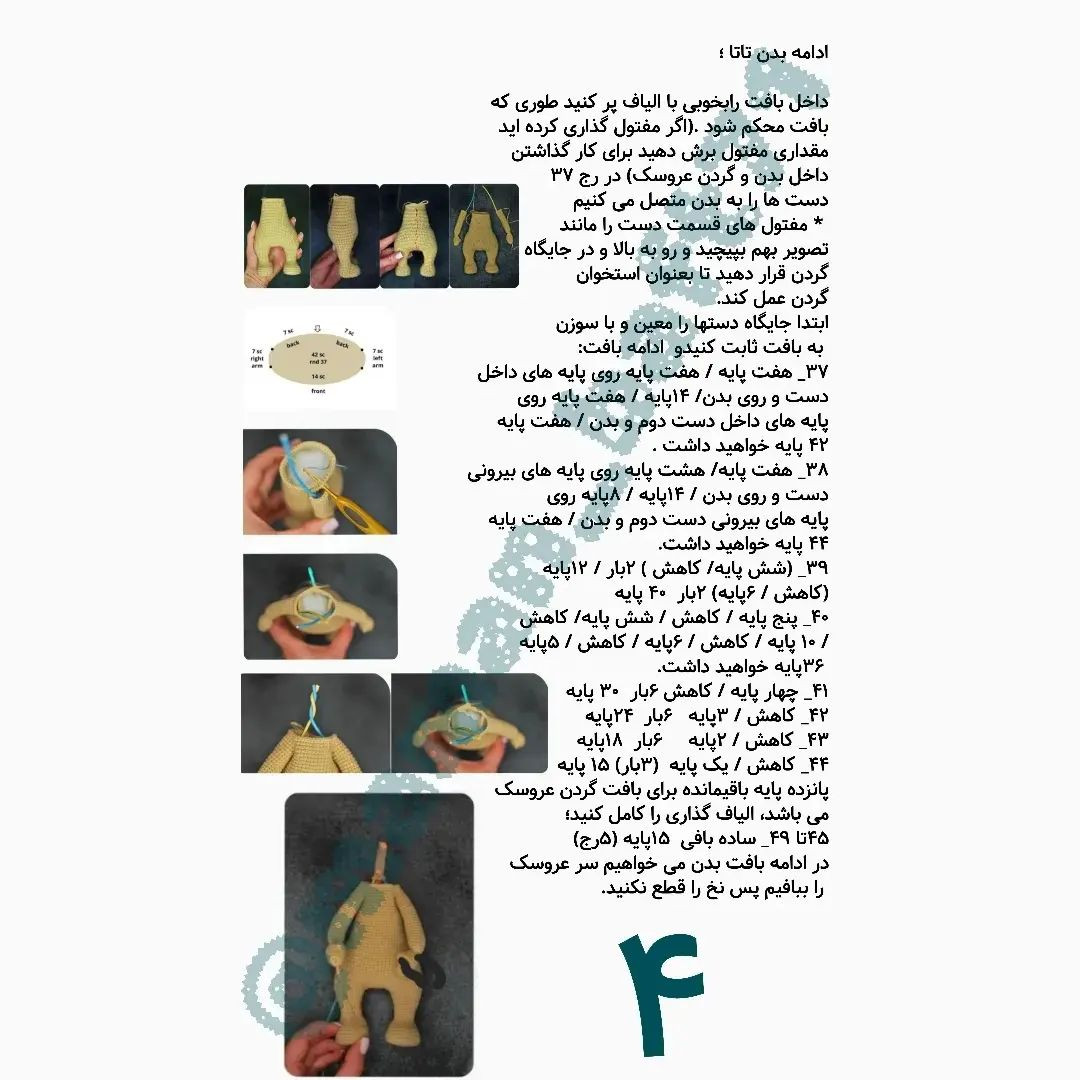 دستور بافت عروسک با موی صورتی و لباس بافتنی