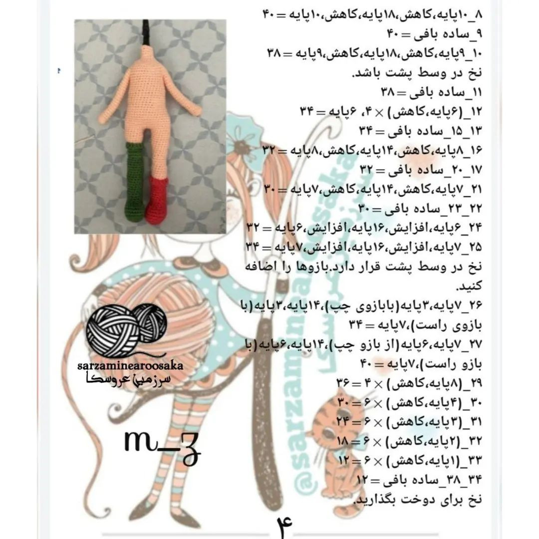 دستور بافت عروسک با شال گردن آبی