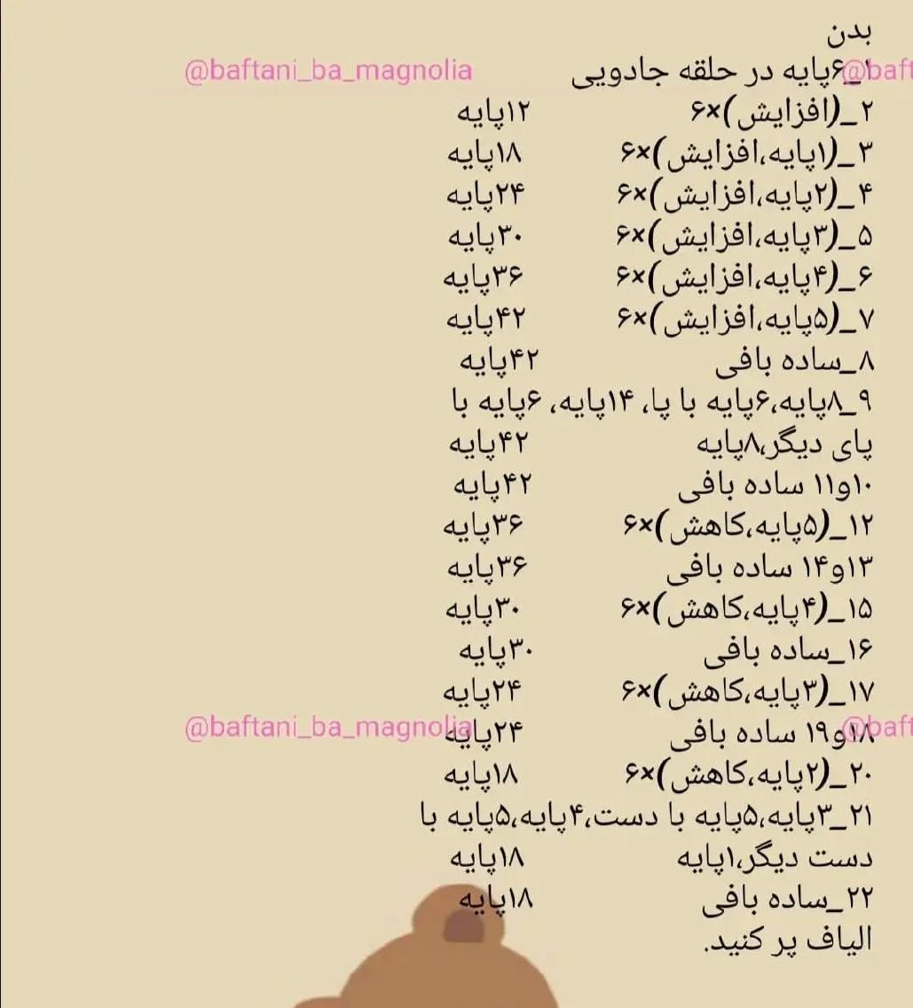 دستور بافت عروسک خرس رایگان