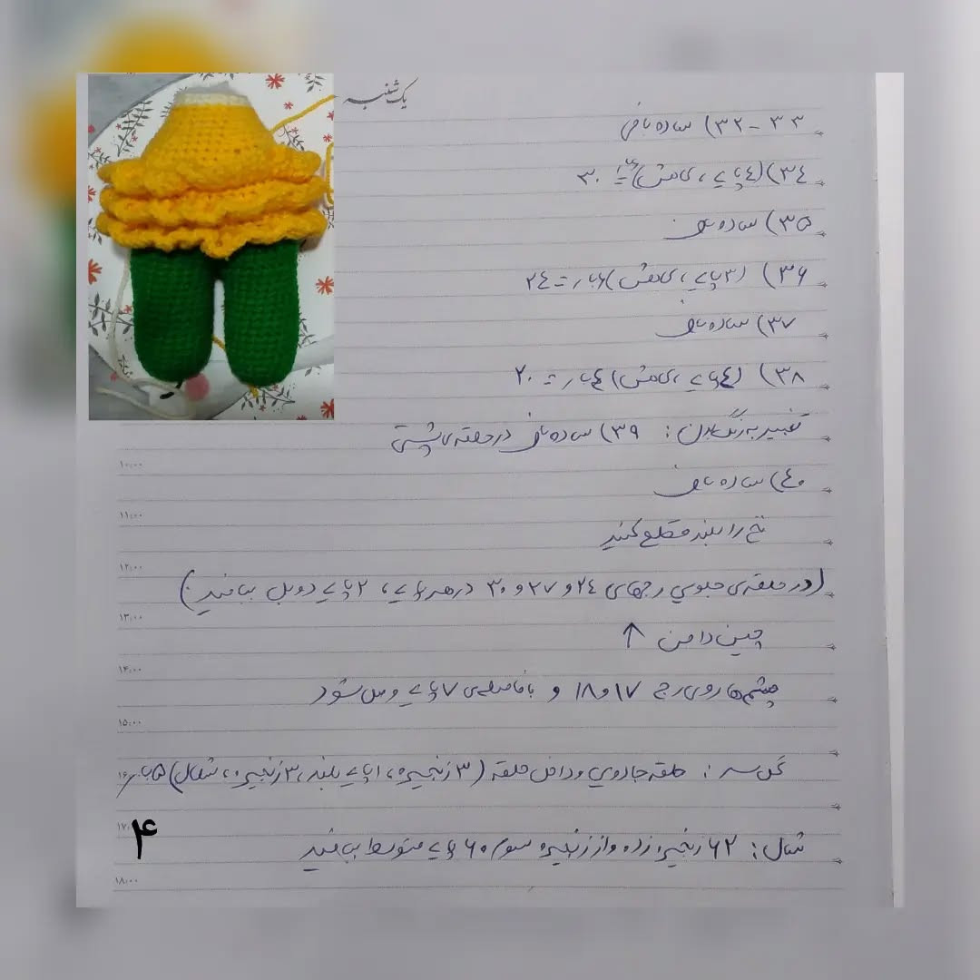 دستور بافت عروسک قلاب بافی گوسفند با لباس زرد