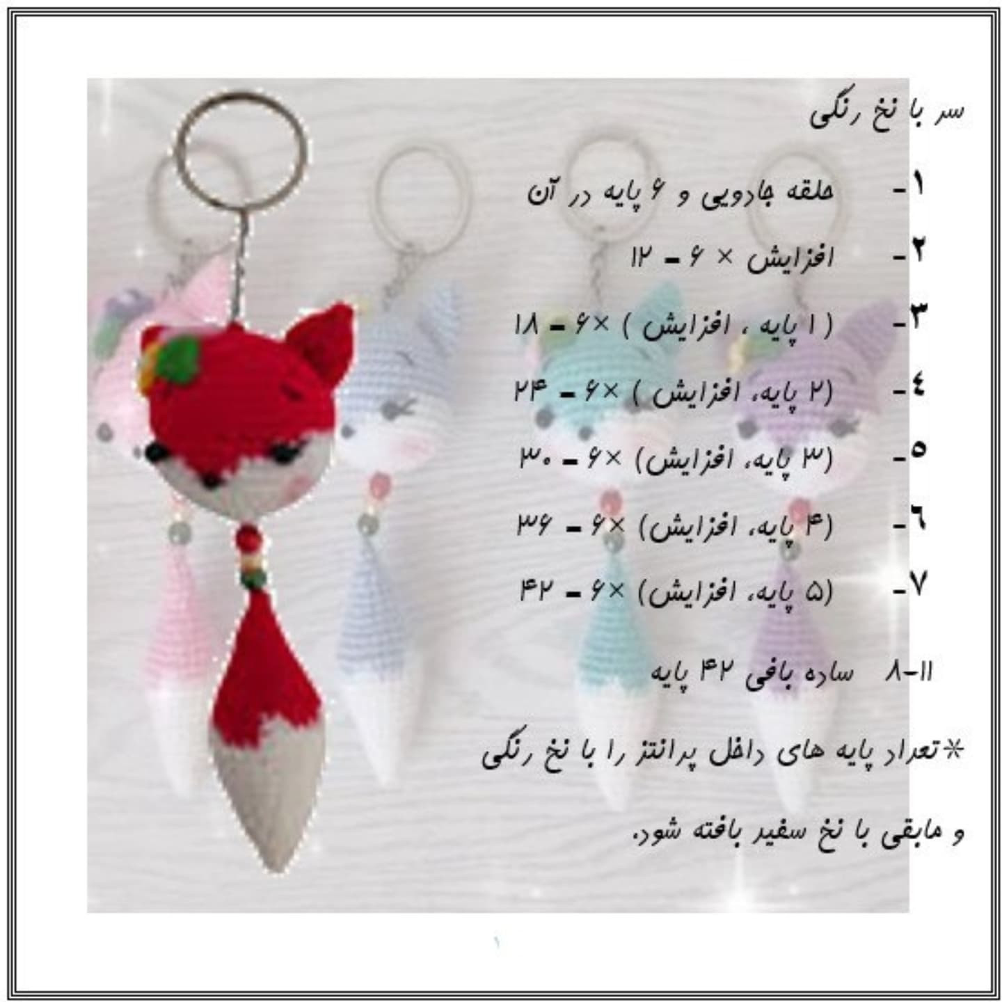 دستور بافت عروسک‌های روباه با قلاب‌بافی