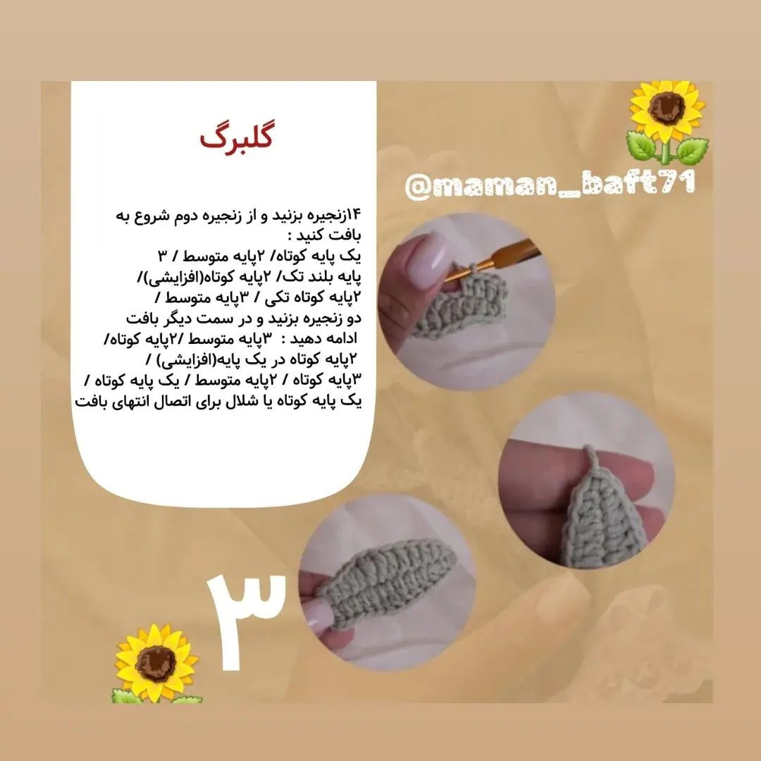 دستور بافت گل قلاب بافی با ترجمه اختصاصی