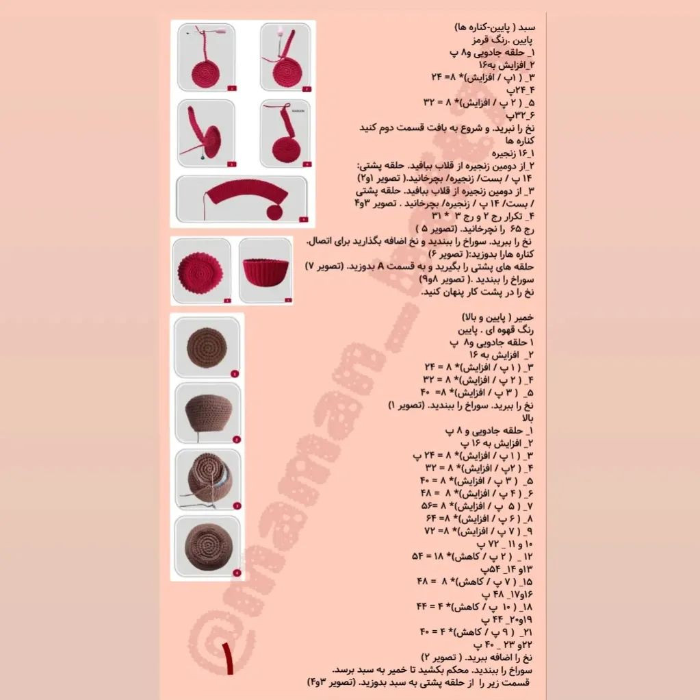 دستور بافت کاپ کیک با ترجمه اختصاصی از کانال مامان بافت
