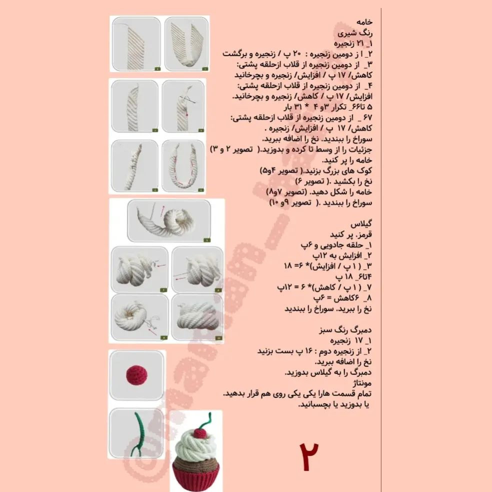 دستور بافت کاپ کیک با ترجمه اختصاصی از کانال مامان بافت