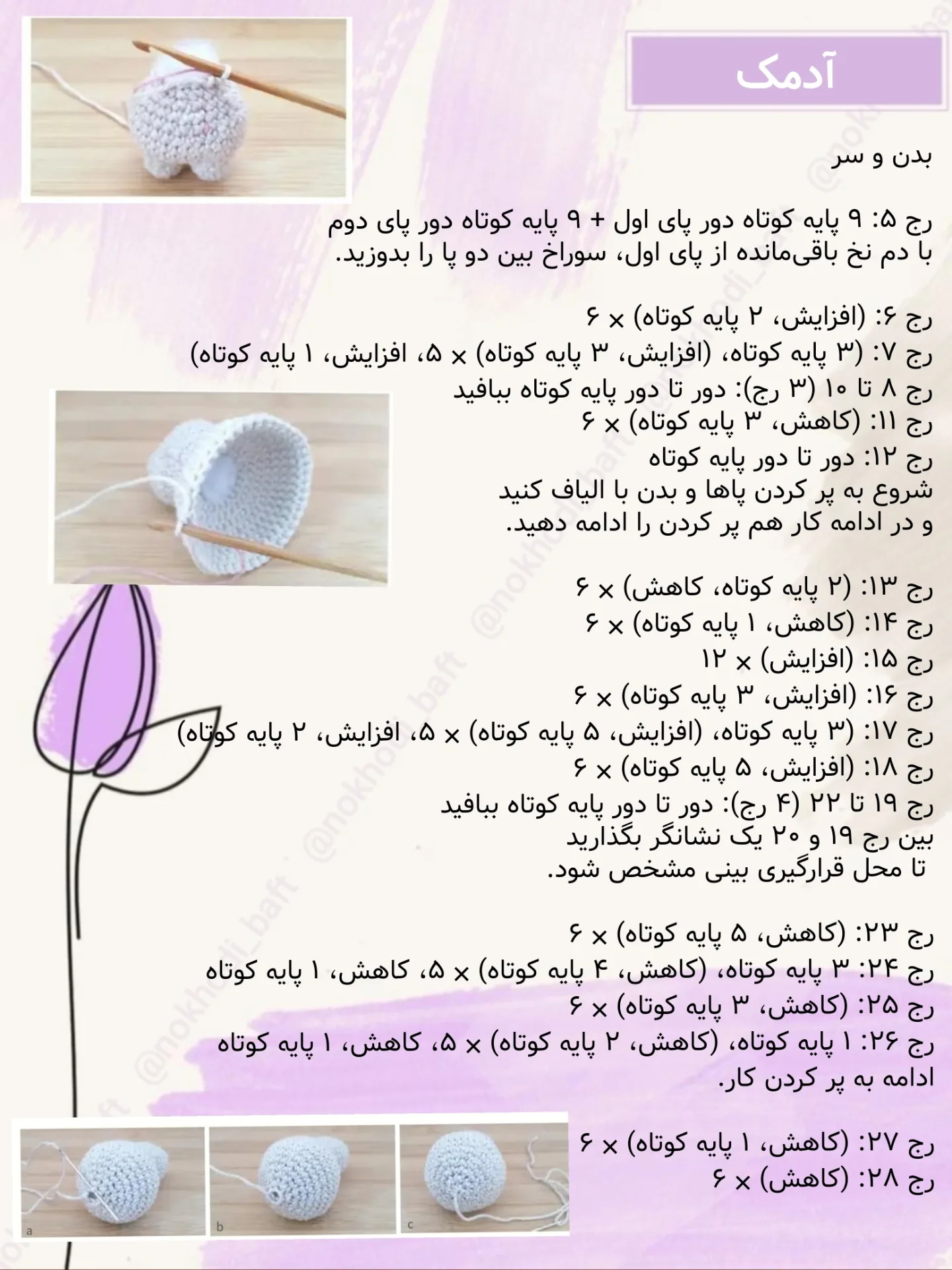 دستور بافت رایگان آدمک با چندتا کلاه